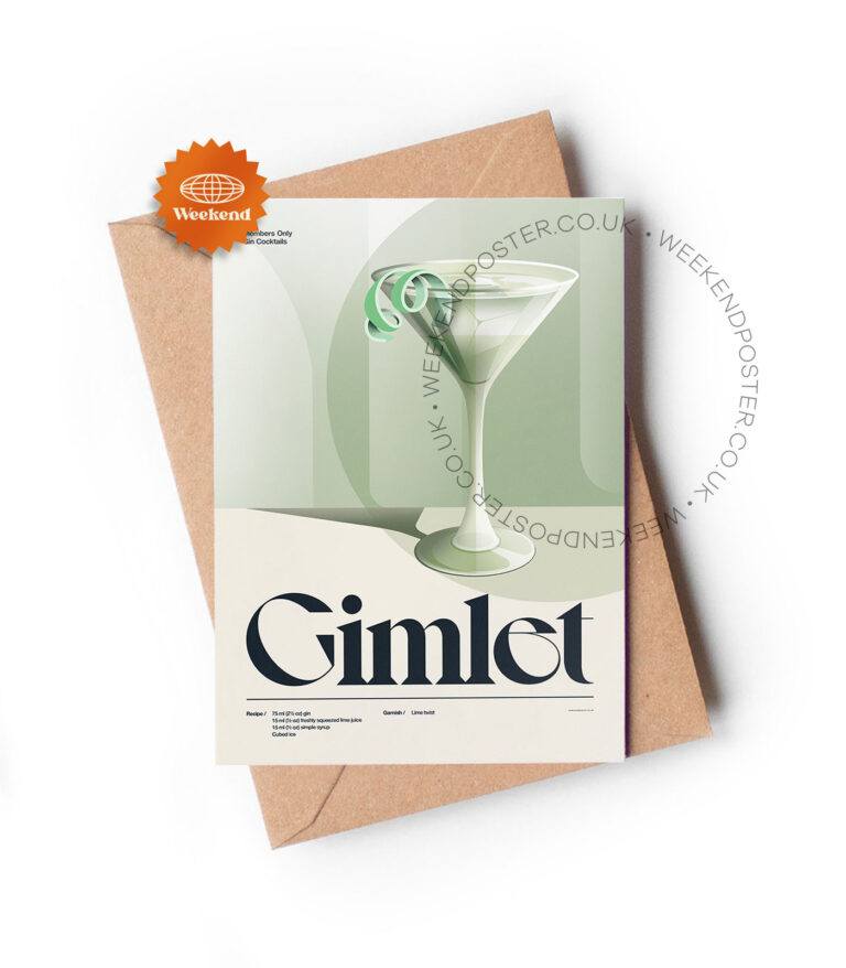 Mid-century retro Gimlet Cocktail greeting card