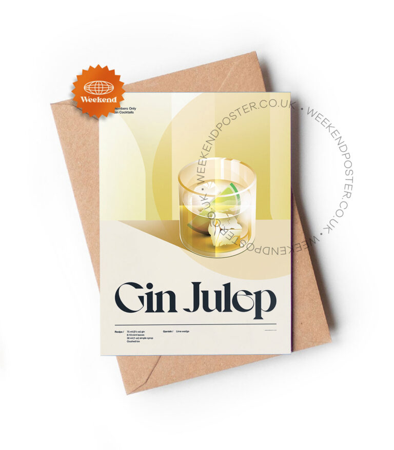 Mid-century retro Gin Julep Cocktail greeting card