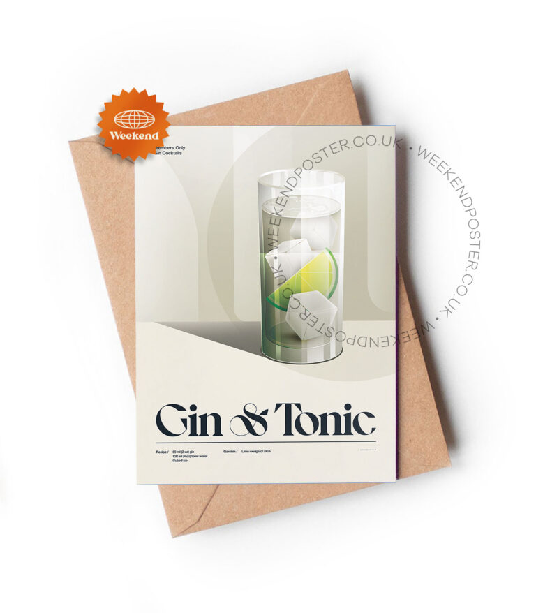 Mid-century retro Gin & Tonic Cocktail greeting card (Copy)