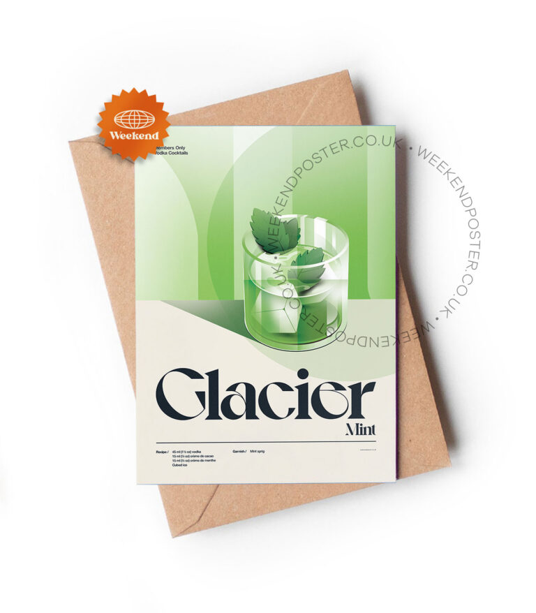 Mid-century retro Glacier Mint Cocktail greeting card