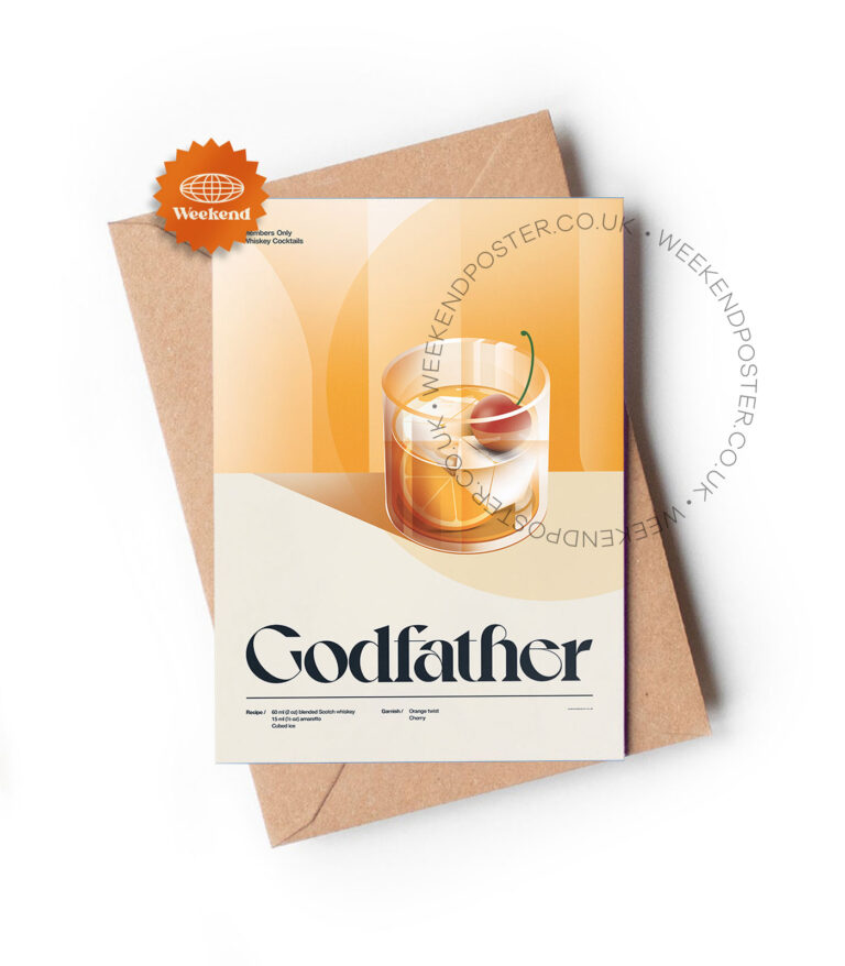 Mid-century retro Godfather Cocktail greeting card