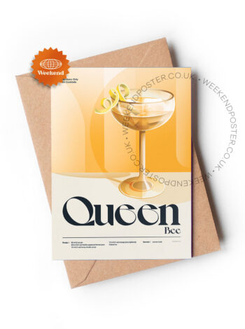 Mid-century retro Queen Bee Cocktail greeting card