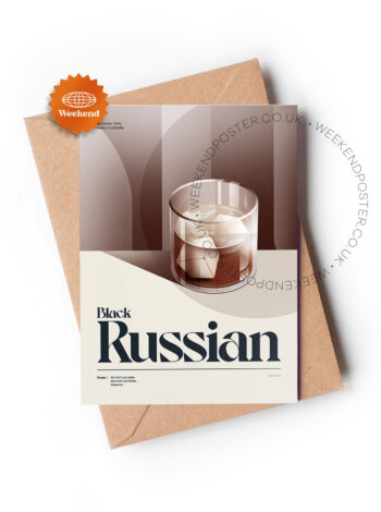 Mid-century retro Black Russian Cocktail greeting card