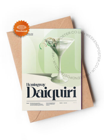 Mid-century retro Hemingway Daiquiri Cocktail greeting card