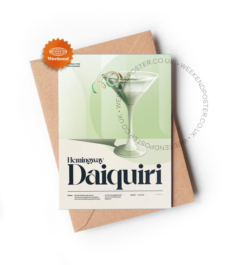 Mid-century retro Hemingway Daiquiri Cocktail greeting card