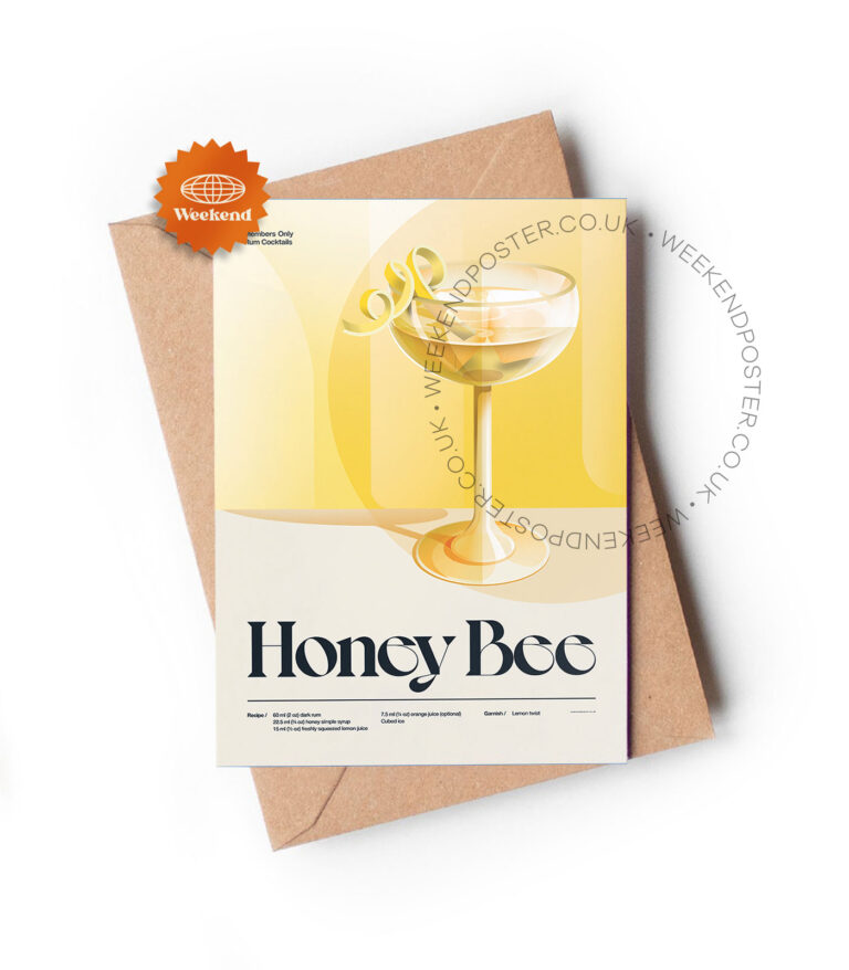Mid-century retro Honey Bee Cocktail greeting card