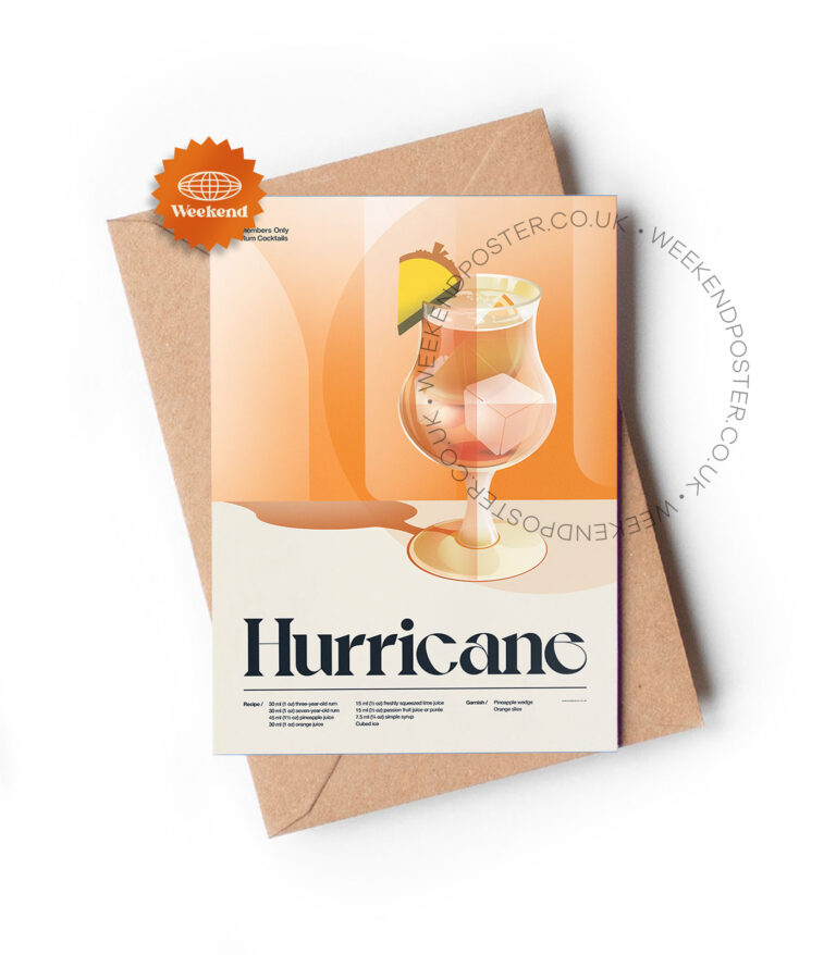Mid-century retro Hurricane Cocktail greeting card