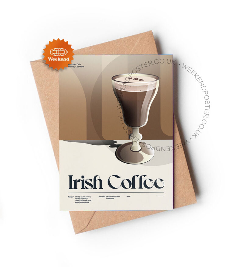 Mid-century retro Irish Coffee Cocktail greeting card