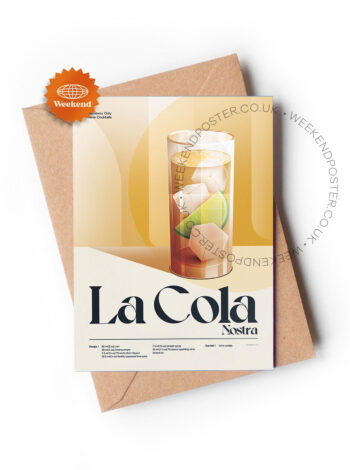 Mid-century retro La Cola Nostra Cocktail greeting card