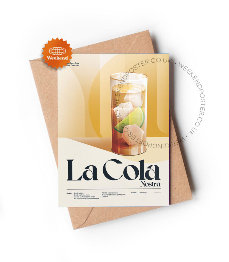 Mid-century retro La Cola Nostra Cocktail greeting card