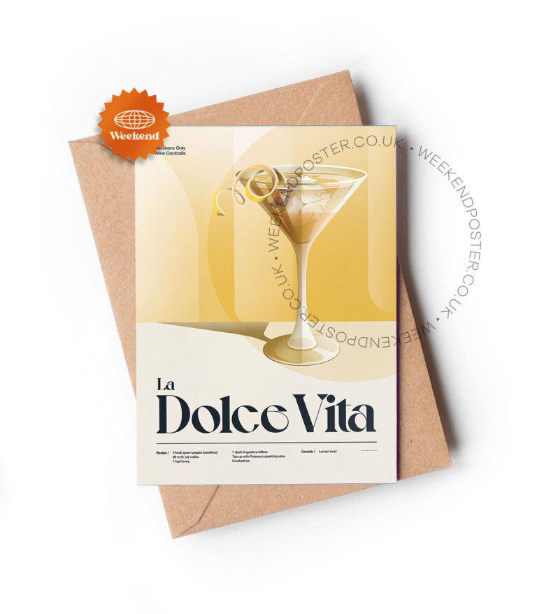 Mid-century retro La Dolce Vita Cocktail greeting card