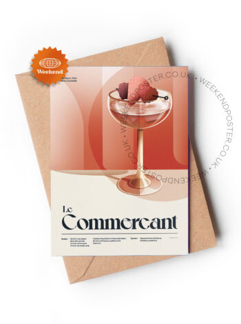 Mid-century retro Le Commercant Cocktail greeting card