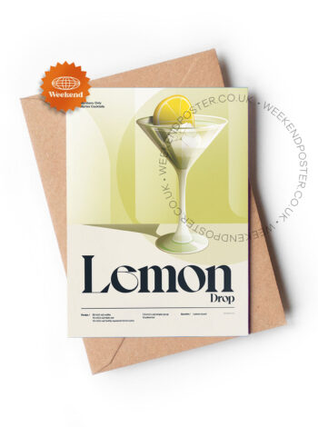Mid-century retro Lemon Drop Cocktail greeting card