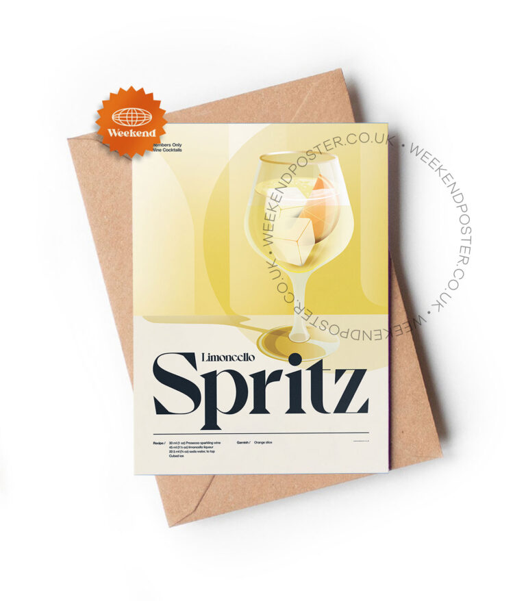 Mid-century retro Limoncello Spritz Cocktail greeting card