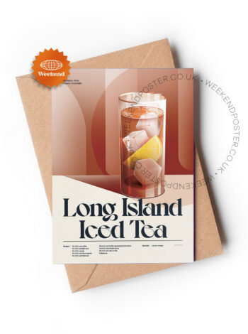 Mid-century retro Long Island Iced Tea Cocktail greeting card