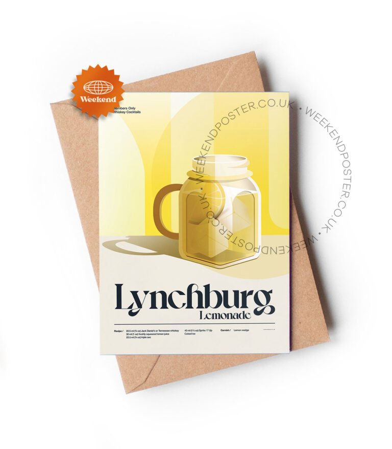 Mid-century retro Lynchburg Lemonade Cocktail greeting card