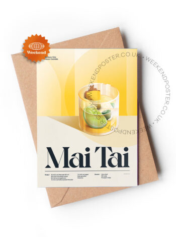Mid-century retro Mai Tai Cocktail greeting card
