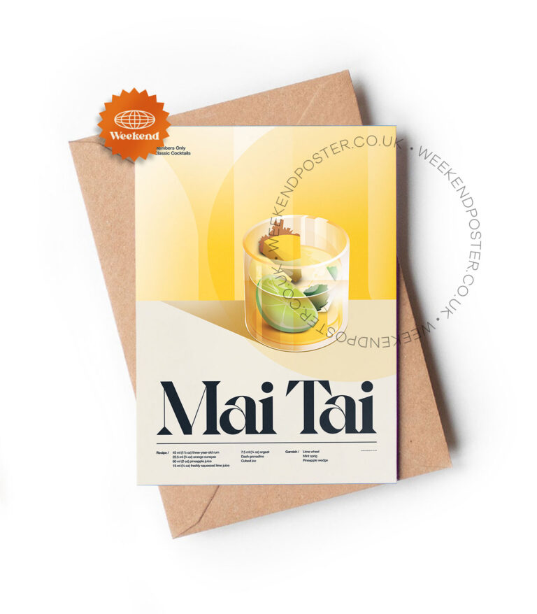Mid-century retro Mai Tai Cocktail greeting card