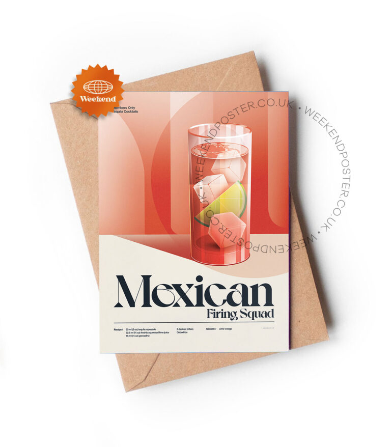 Mid-century retro Mexican Firing Squad Cocktail greeting card