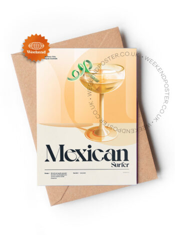 Mid-century retro Mexican Surfer Cocktail greeting card