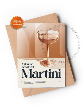 Mid-century retro Milanese Breakfast Martini Cocktail greeting card