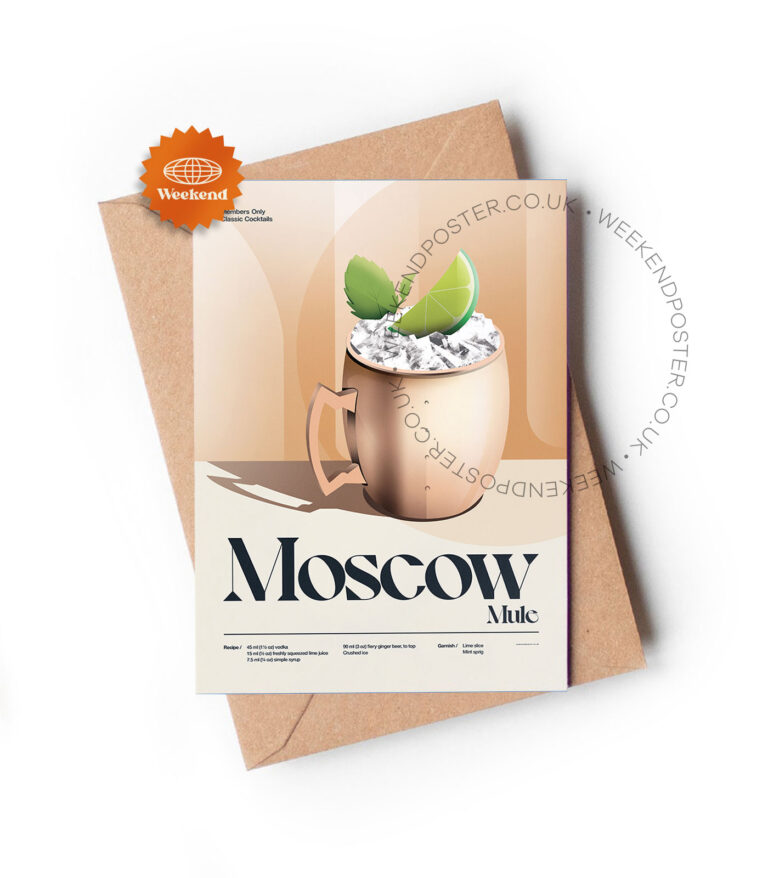 Mid-century retro Moscow Mule Cocktail greeting card