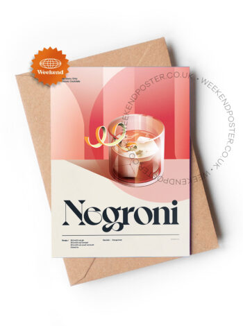Mid-century retro Negroni Cocktail greeting card