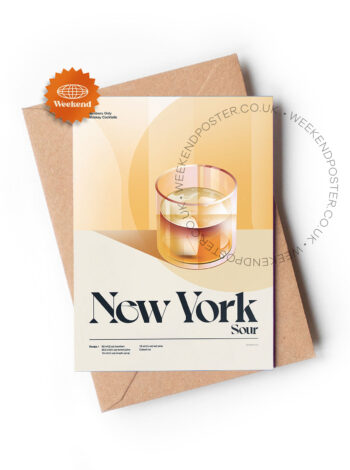 Mid-century retro New York Sour Cocktail greeting card