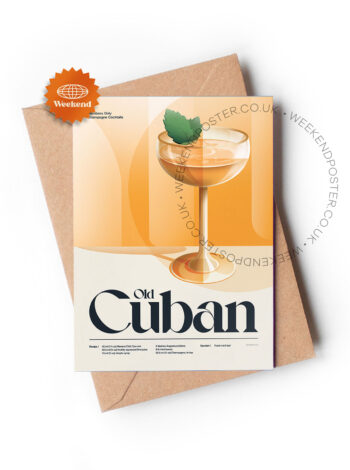 Mid-century retro Old Cuban Cocktail greeting card