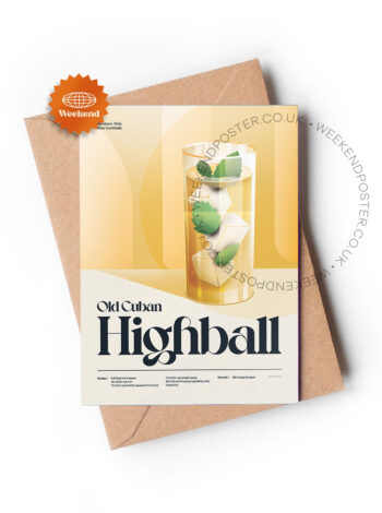 Mid-century retro Old Cuban Highball Cocktail greeting card