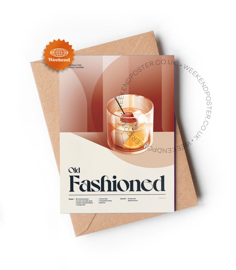 Mid-century retro Old Fashioned Cocktail greeting card