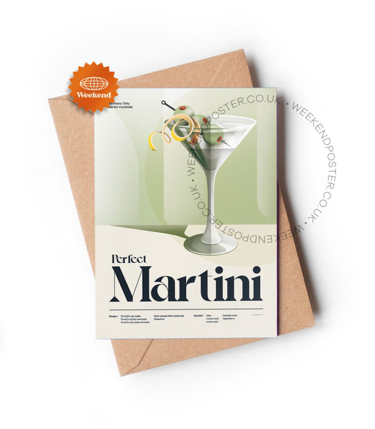 Mid-century retro Perfect Martini Cocktail greeting card
