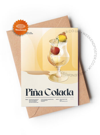 Mid-century retro Pina Colada Cocktail greeting card