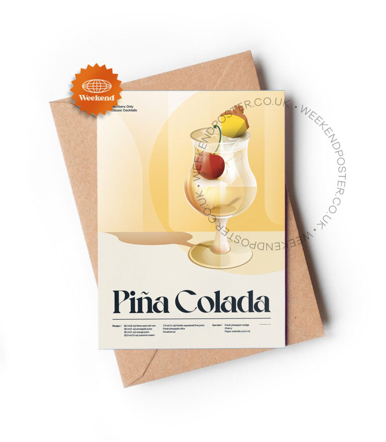 Mid-century retro Pina Colada Cocktail greeting card