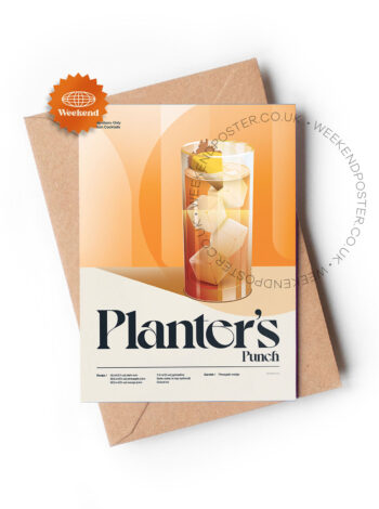 Mid-century retro Planter's Punch Cocktail greeting card
