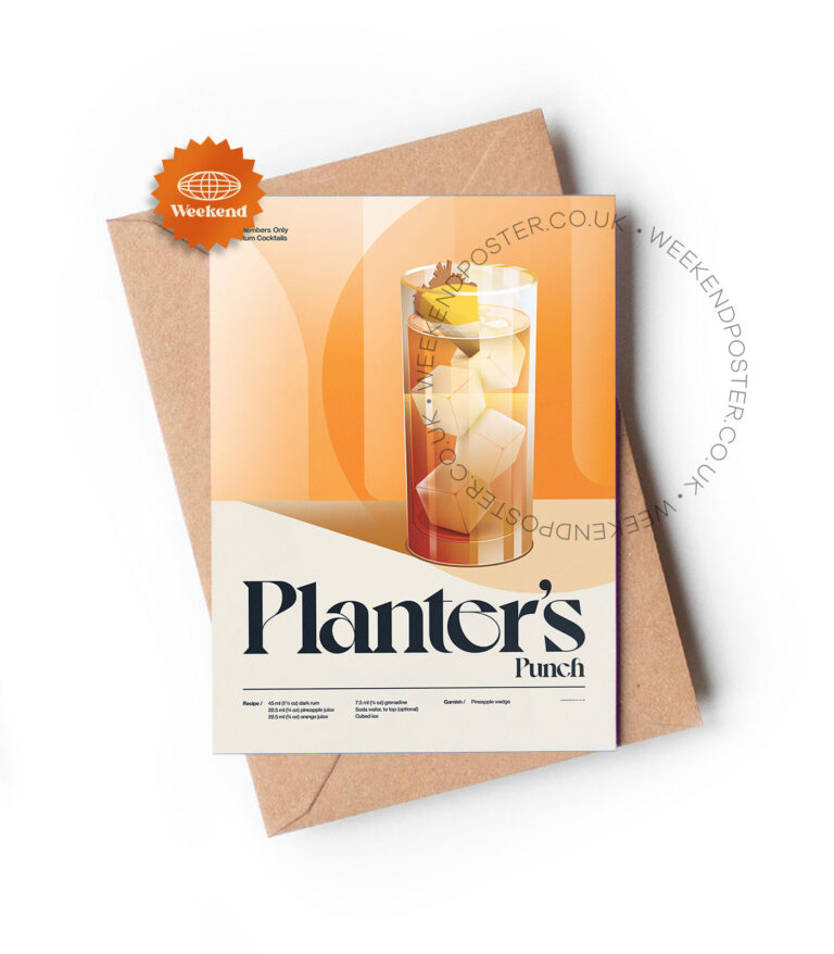 Mid-century retro Planter's Punch Cocktail greeting card