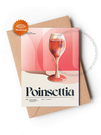 Mid-century retro Poinsettia Cocktail greeting card