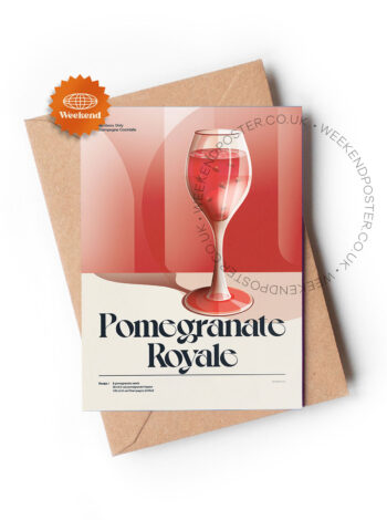 Mid-century retro Pomegranate Royale Cocktail greeting card