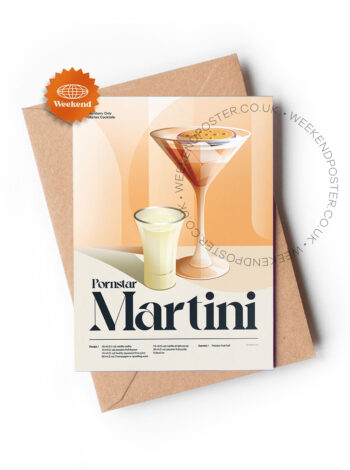 Mid-century retro Pornstar Martini Cocktail greeting card
