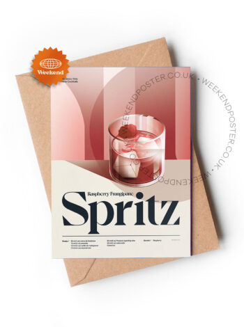 Mid-century retro Raspberry Frangipane Spritz Cocktail greeting card