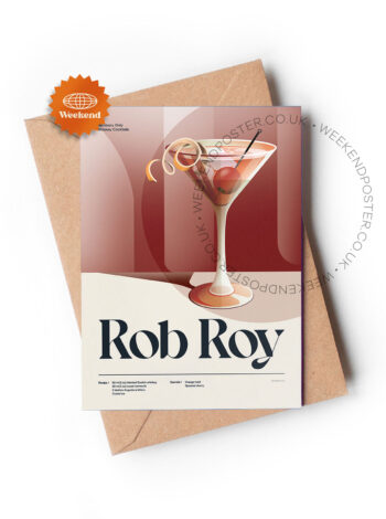 Mid-century retro Rob Roy Cocktail greeting card