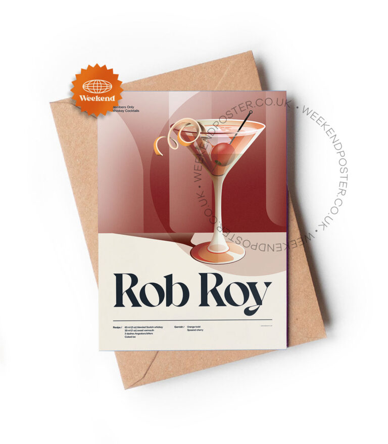 Mid-century retro Rob Roy Cocktail greeting card