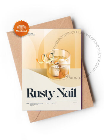 Mid-century retro Rusty Nail Cocktail greeting card