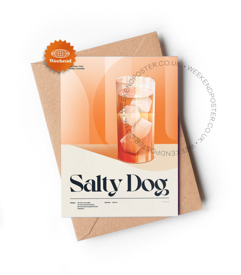 Mid-century retro Salty Dog Cocktail greeting card