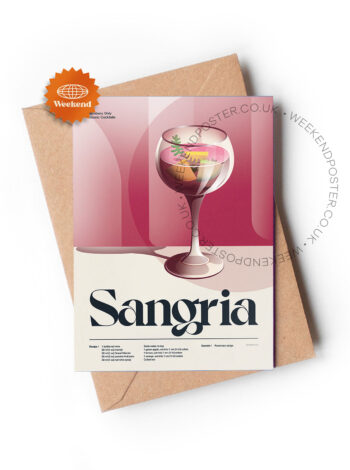 Mid-century retro Sangria Cocktail greeting card