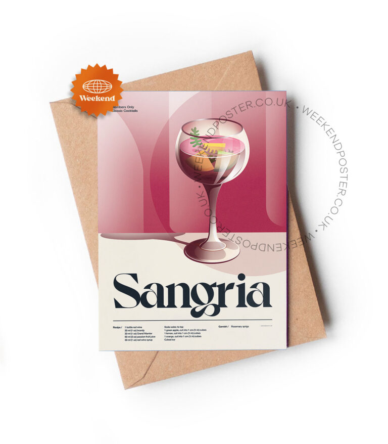 Mid-century retro Sangria Cocktail greeting card