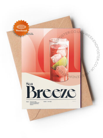 Mid-century retro Sea Breeze Cocktail greeting card