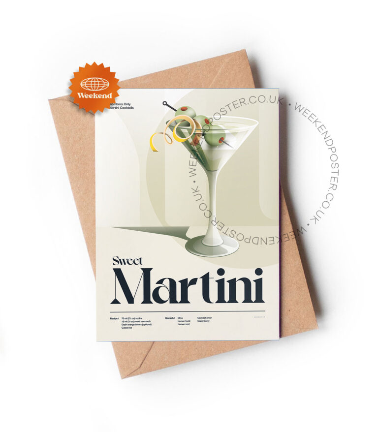 Mid-century retro Sweet Martini Cocktail greeting card