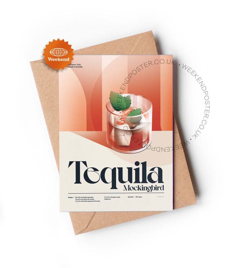 Mid-century retro Tequila Mockingbird Cocktail greeting card