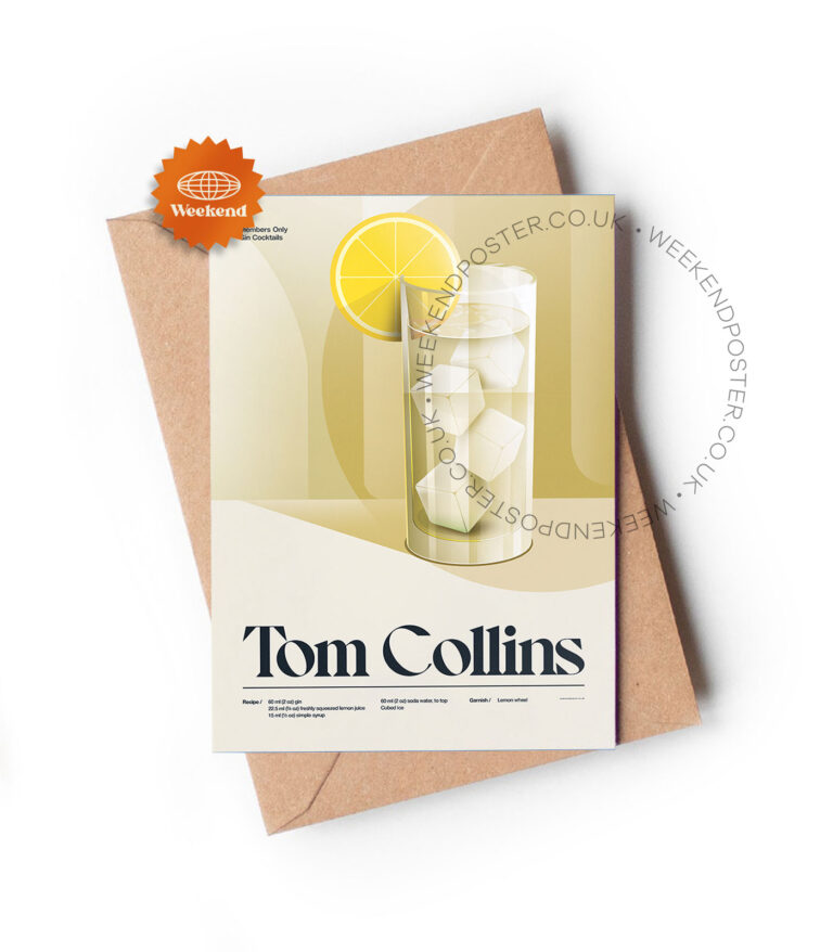 Mid-century retro Tom Collins Cocktail greeting card